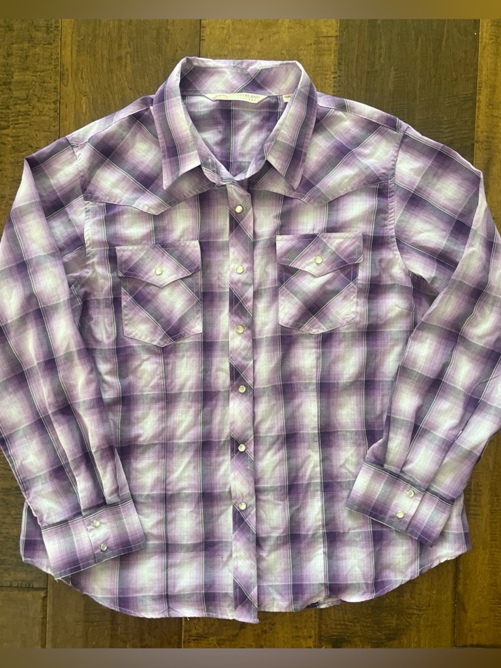 Cumberland Outfitters purple plaid pearl snap classic western shirt, Sz. 1X